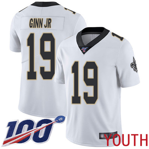 New Orleans Saints Limited White Youth Ted Ginn Jr Road Jersey NFL Football #19 100th Season Vapor Untouchable Jersey->new orleans saints->NFL Jersey